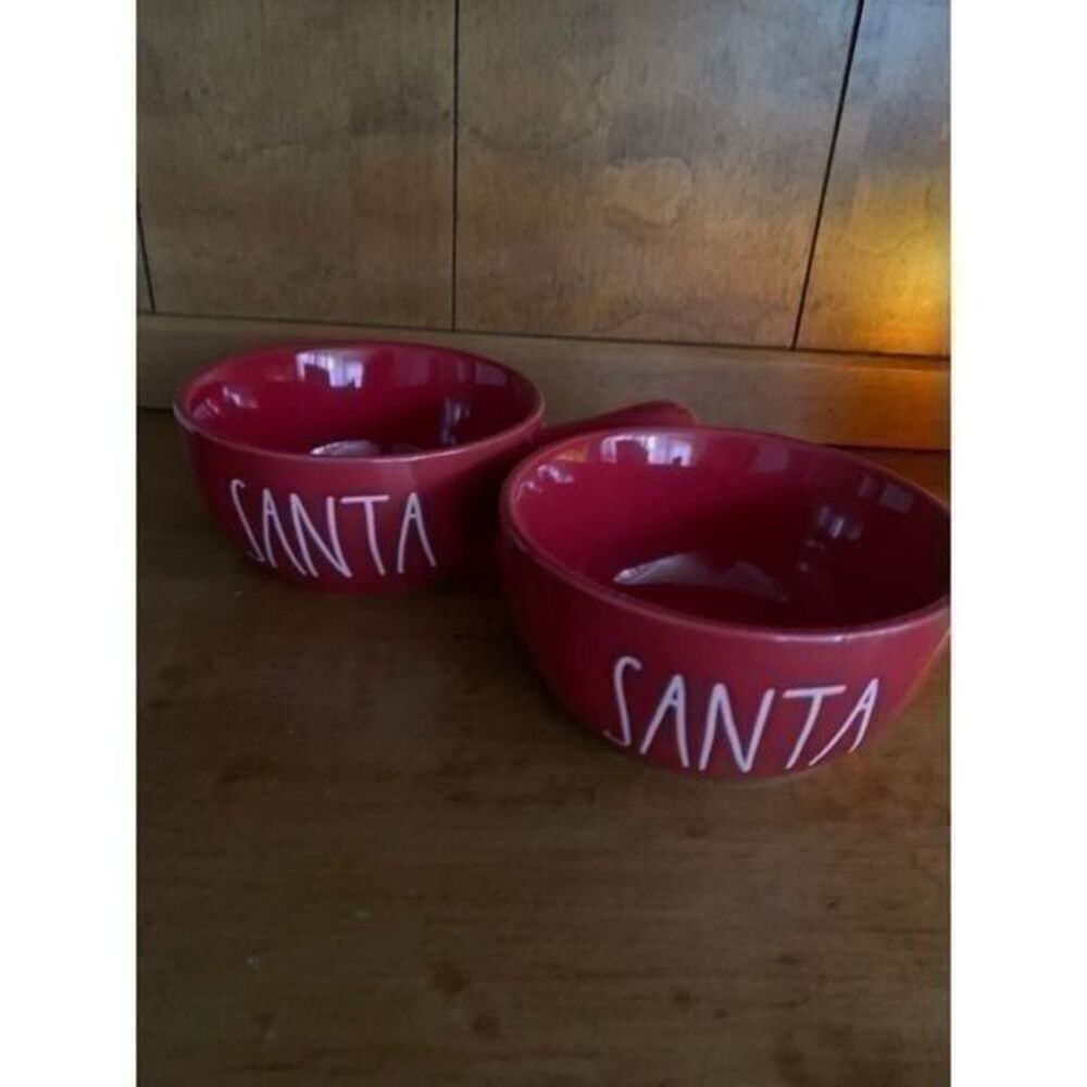 Rae Dunn "SANTA" Red Cereal / Chili / Soup Bowl with Handle